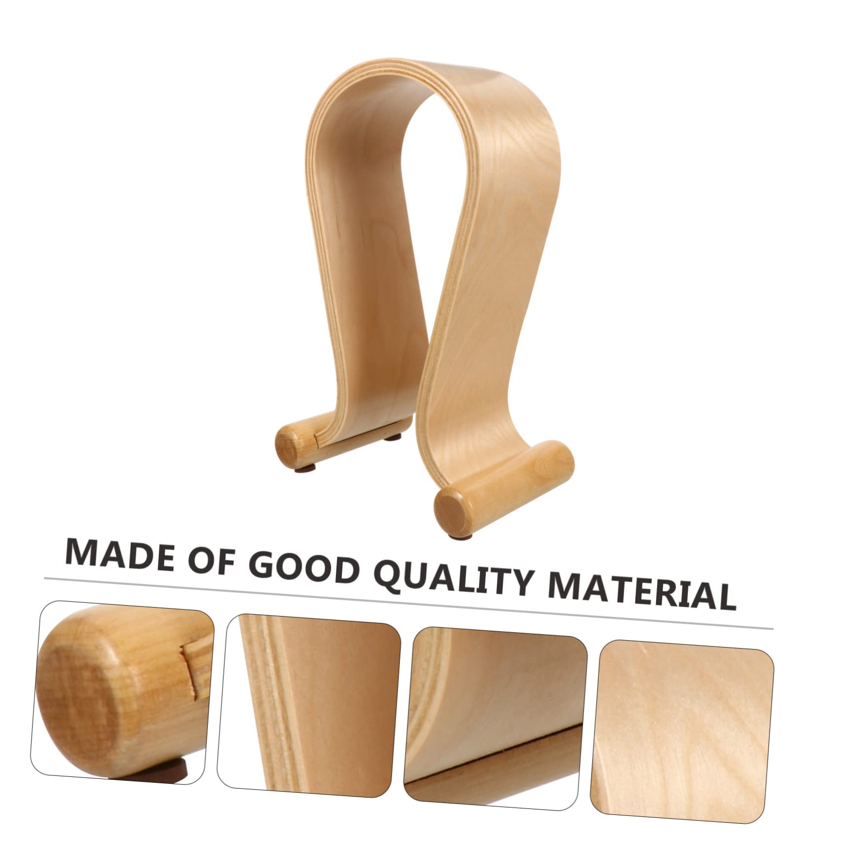 HOMSFOU Supporto per Cuffie in Legno di Espositore per Cuffie da Tavolo Compatibile la Maggior Parte Over-ear Design U Anti-foratura Organizza lo Spazio Sul Tavolo