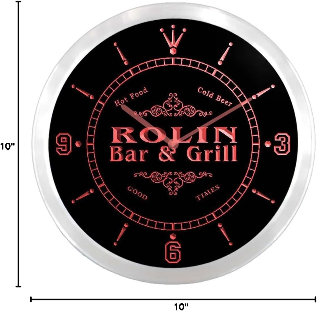 ADVPRO ncu38098-r ROLIN Family Name Bar & Grill Cold Beer Neon Sign LED Wall Clock