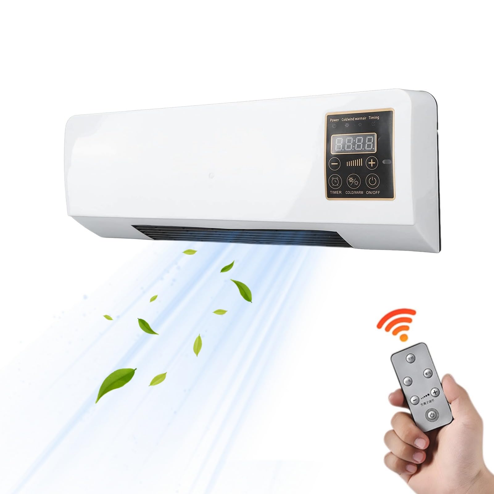 Tragbarer Nature Wind Heizlüfter mit Fernbedienung, LED-Timer, leiser Touch-Steuerung, tragbarer kleiner Heizlüfter für den Innen- und Außenbereich
