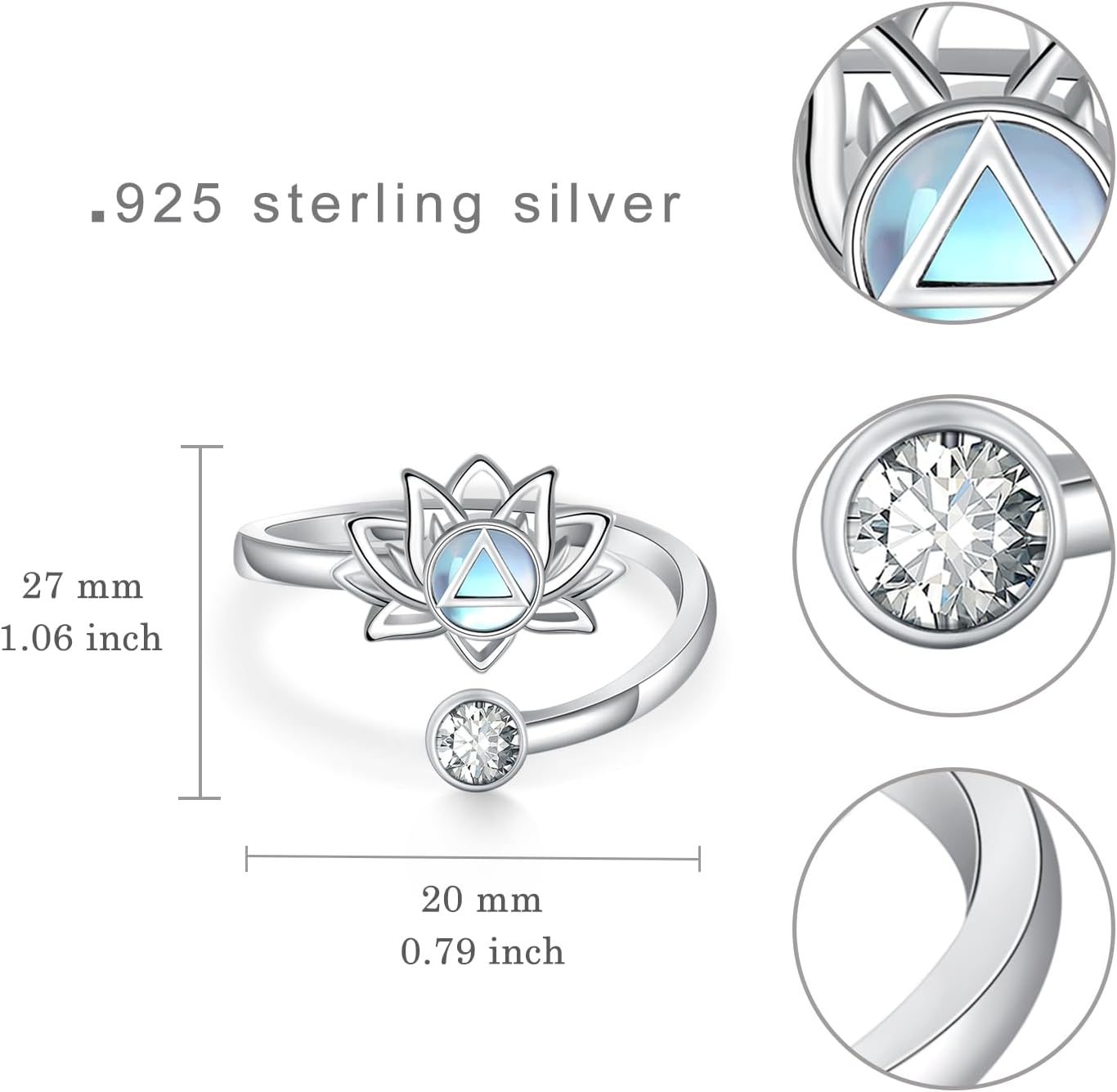 Lotus Sobriety Gifts for Women - 925 Sterling Silver Alcoholics Anonymous Recovery Symbol AA Sobriety Jewelry - Image 4