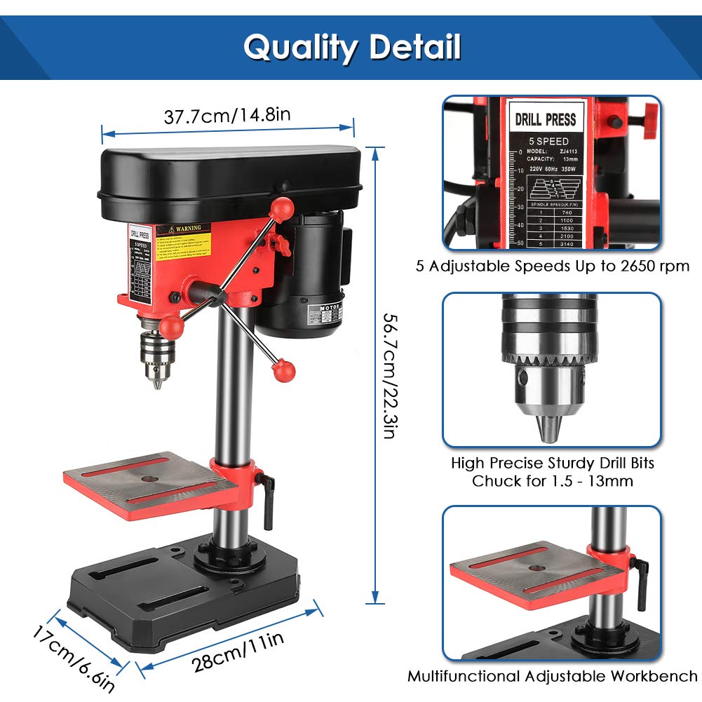 Buy Industrial Grade Mini Benchtop Drill Press, Electric 5 Speed 50mm