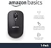 Mouse óptico inalámbrico Amazon Basics 2.4 GHz con receptor USB nano, portátil, sin cables, seguimiento suave, compatibilidad con múltiples dispositivos, Negro 2