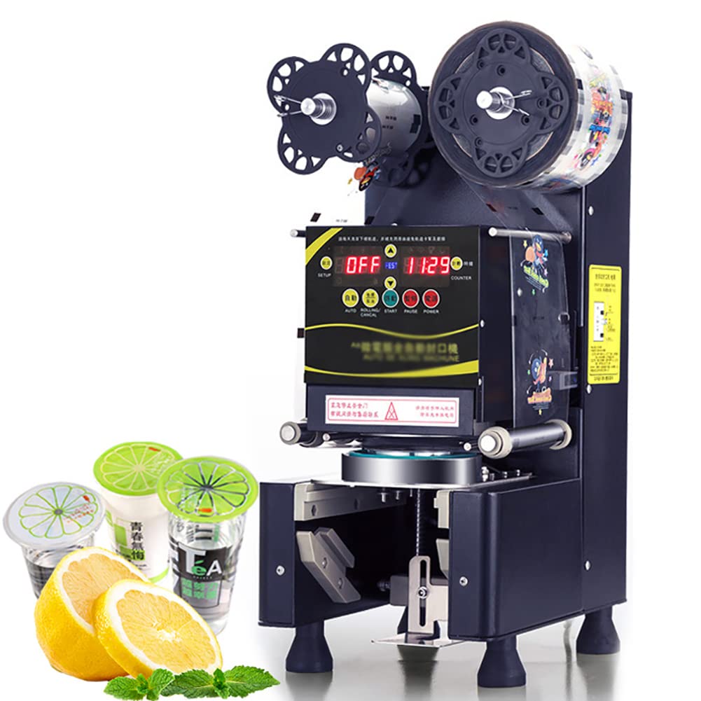 AYCDL Commercial Cup Sealing Machine, 360W Fully Automatic Milk Tea Cup Sealer Machine, Digital Control LCD Panel Commercial Electric Sealer for Bubble Milk Tea Coffee 70/75/88