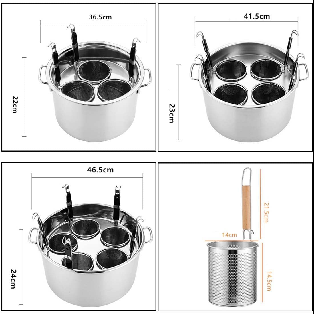 MRKU Pentola in Acciaio Inossidabile, cuocipasta Commerciale, cestello Filtro, scolapasta, pentole per Cucina Domestica e Ristorante