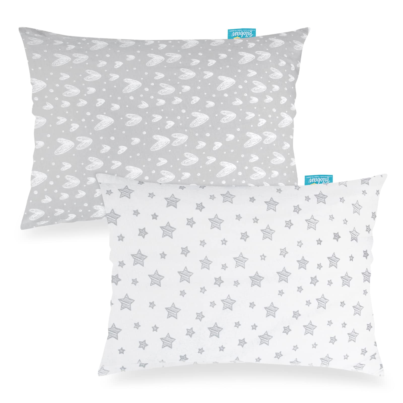 Biloban Paquete de 2 fundas de almohada de algodón orgánico (solo funda de almohada), funda de almohada para niños para dormir, almohada de tamaño 16 x 22 pulgadas, funda de almohada de viaje para