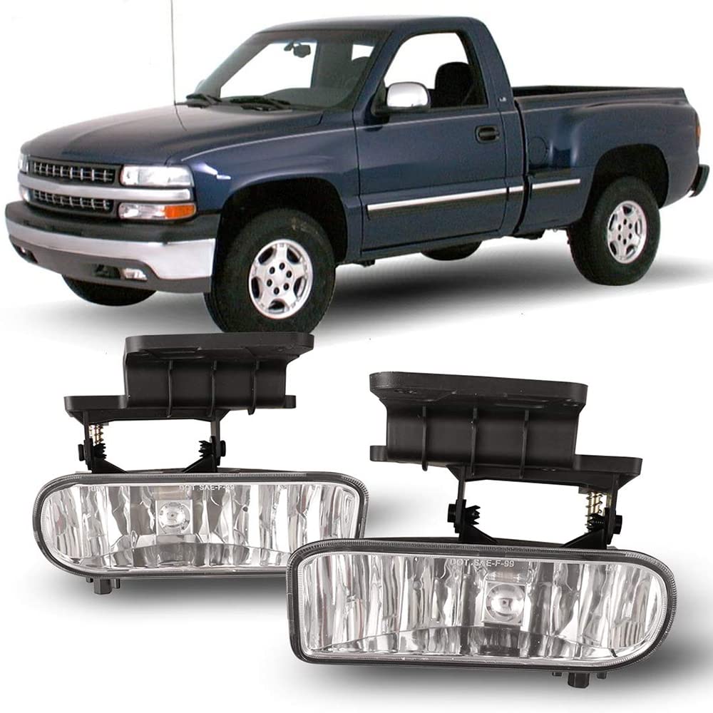 CPW Fog Lights Compatible with 1999-2002 Chevrolet Silverado 1500 1500HD 2500 2500HD 3500 2000-2006 Chevrolet Suburban 1500 2500 2000-2001 2006 Chevrolet Tahoe Driving Fog Lights (Clear)