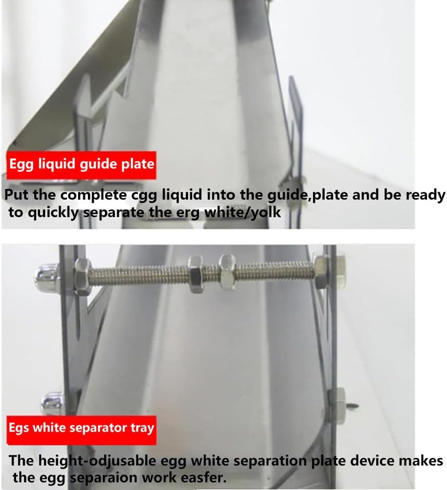 Commercial Stainless Steel Egg Yolk Separator Machine, Adjustable Height & Gap, High Output 500-800 Eggs/H, Ideal for Home Kitchen Cooking & Baking
