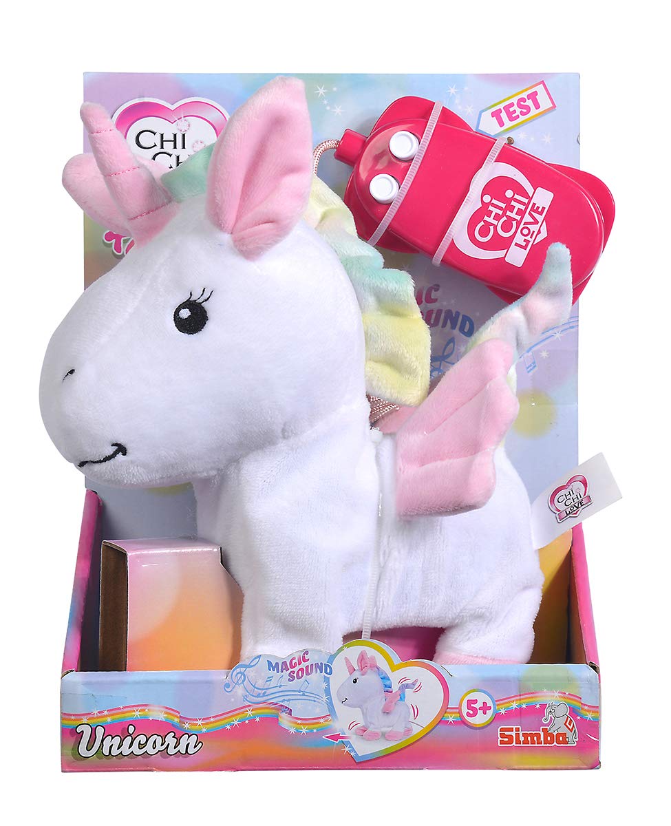 Simba 105893021 - Chichi Love Fantasy Unicorn, kabelgesteuertes Einhorn, mit Sound, läuft und bewegt Sich, 20cm, ab 3 Jahre