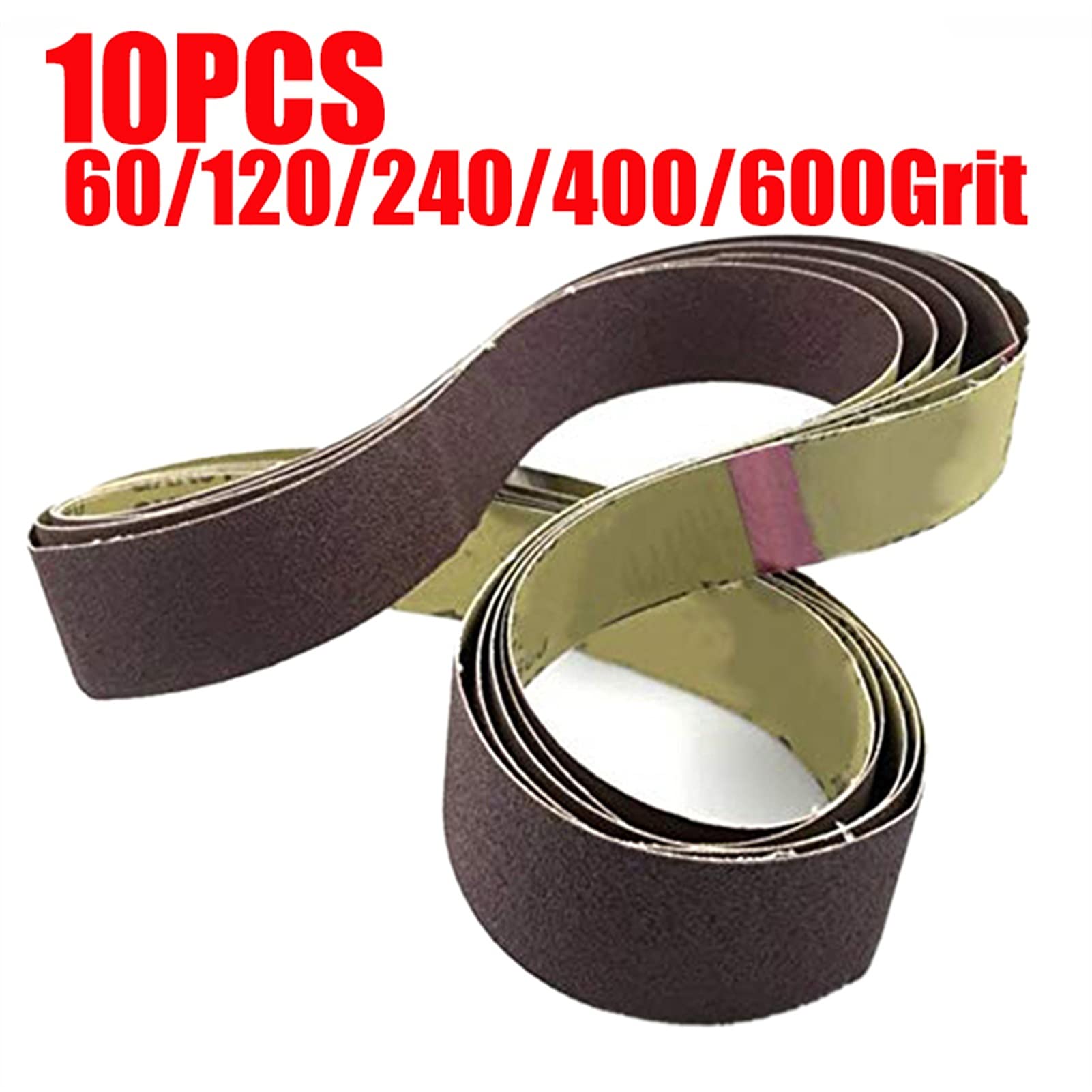Lijadoras de banda, 10 bandas abrasivas for lijado de 1220 x 50 mm, juego de grano 60-600 for lijadora, pulido de bordes, óxido de aluminio, papel de lija versátil