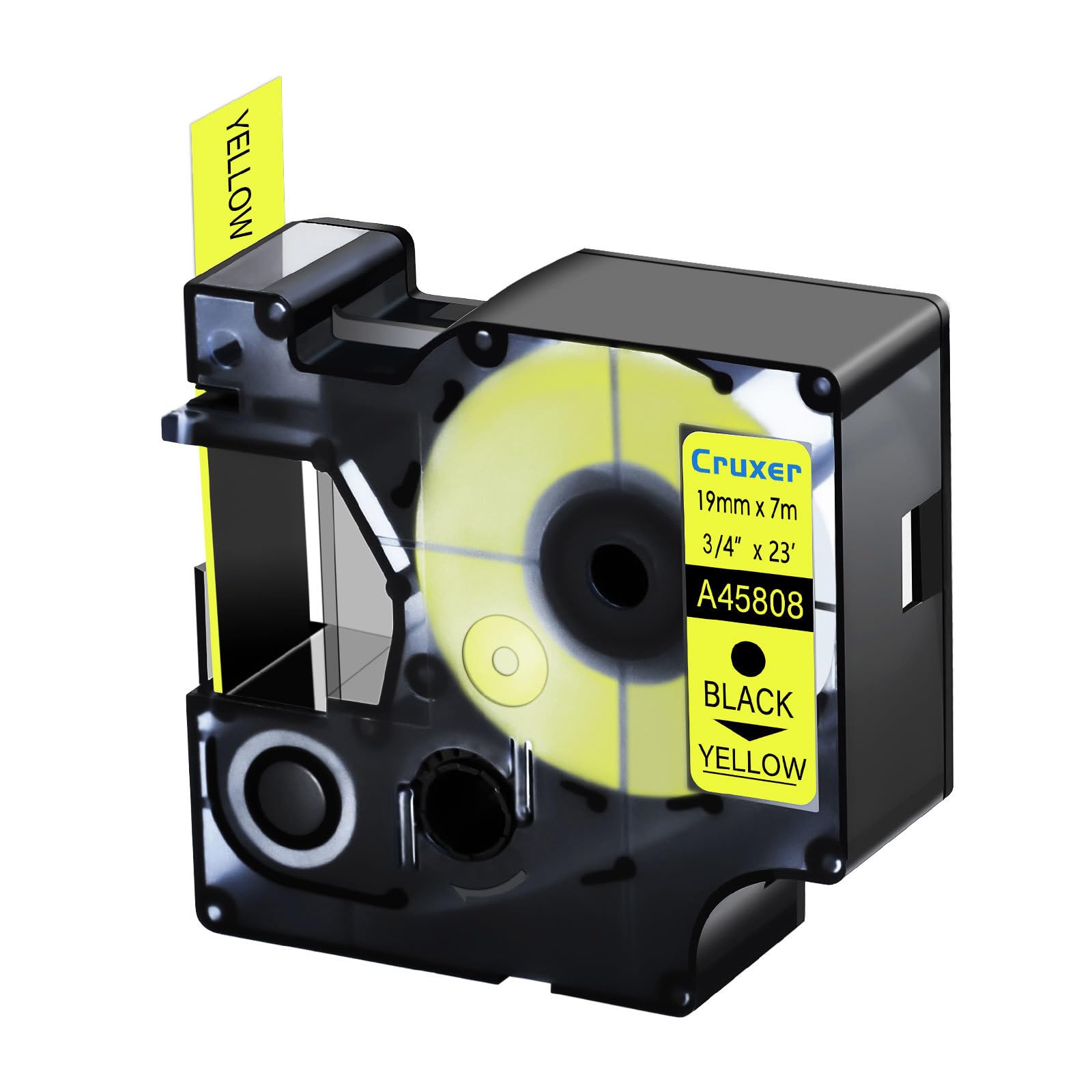 Cruxer Lot de 80 ruban compatibles Dymo D1 45808 Noir sur Jaune 19 mm