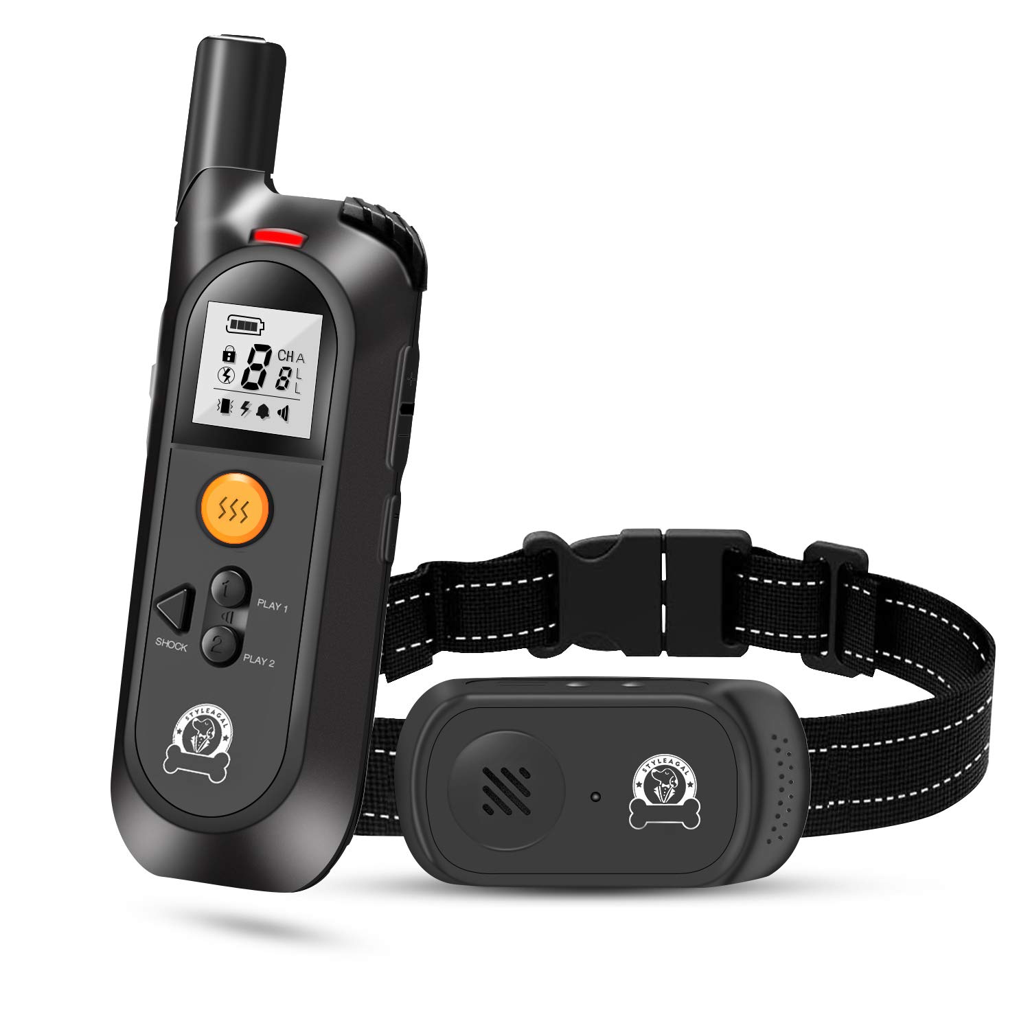 STYLEAGAL Dog Training Collar, Dog Shock Collar with Remote, 4 Training Modes Beep Vibration Shock and Recording, Waterproof Training Collar for Small Medium Large Dogs