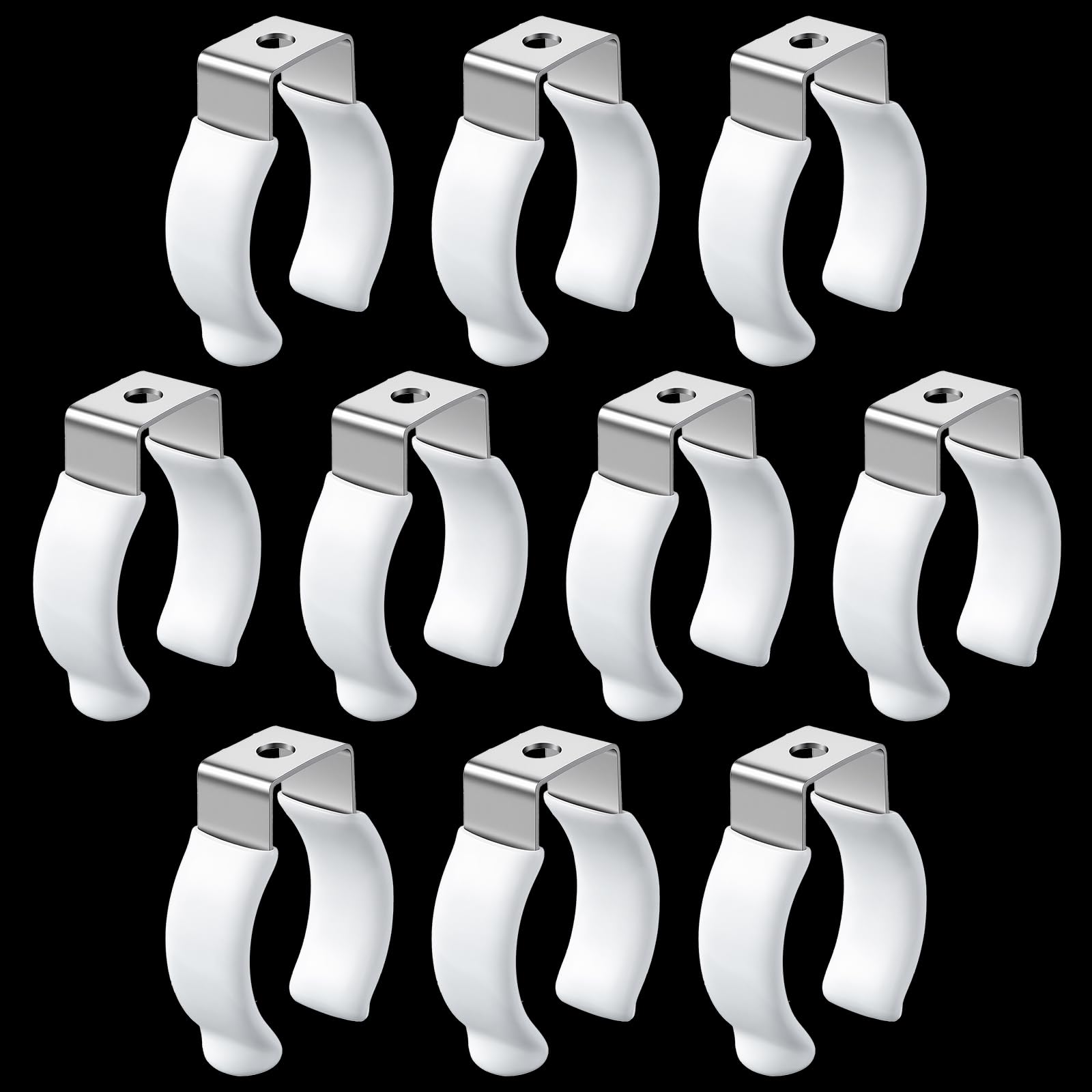10 Pack T8 U Clips Holder Bracket for LED Light Bulbs Mounting, LED Fluorescent Tube Replacement Mounting White Plastic Dipped Steel Clamps Pipe Clamps to Prevent Sagging