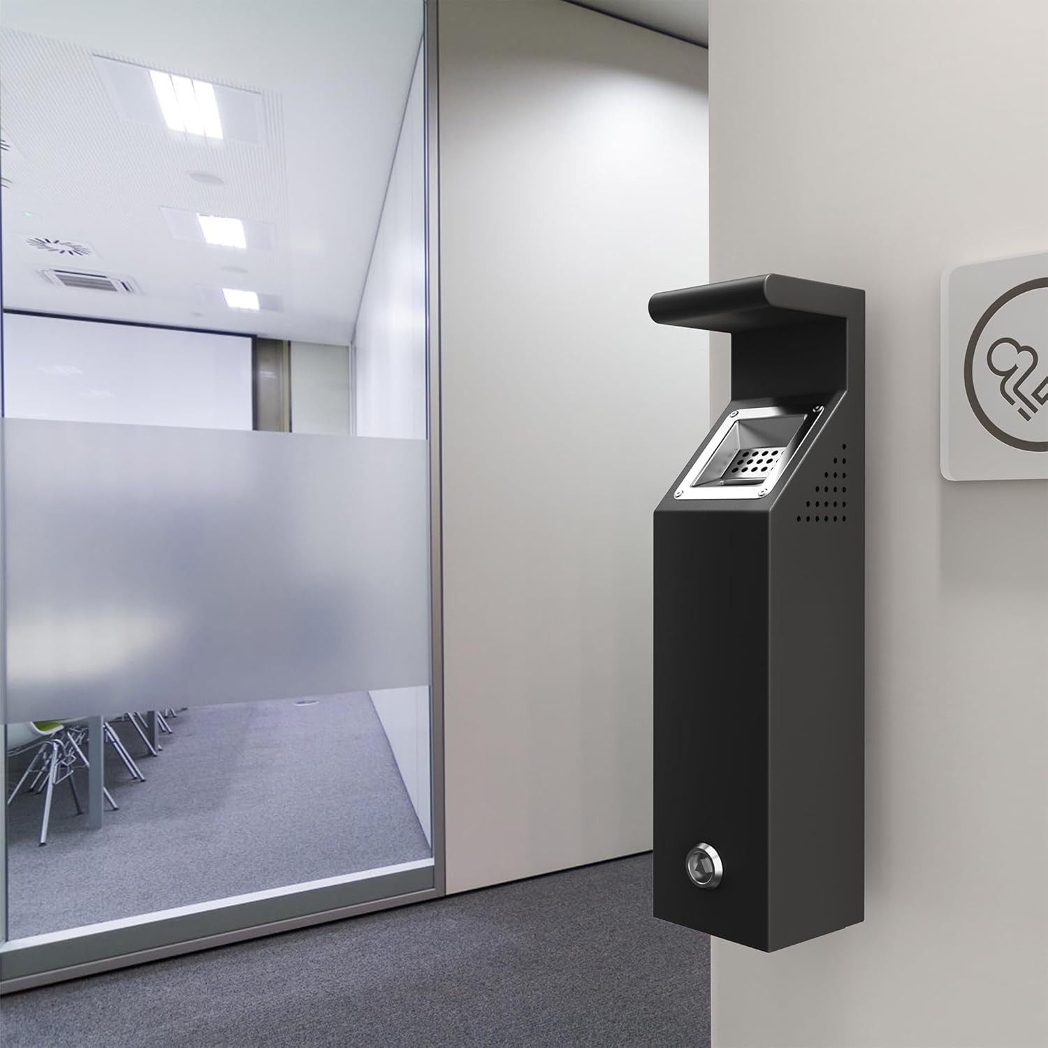 Cubo de basura montado en la pared, se puede cerrar con 3 entradas, cubo de basura de cocina con llave, resistente al agua para hoteles, cafeterías, oficinas, restaurantes, bares, 42 × 12 × 12