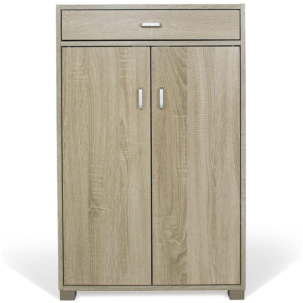 BAKAJI Mobile Scarpiera Portascarpe Ingresso Casa con 5 Ripiani Porta Scarpe + Cassetto Chiusura 2 Ante Struttura in Legno Armadio Mobiletto Ausiliario Multiuso, 95 x 63 x 33 cm (Quercia)