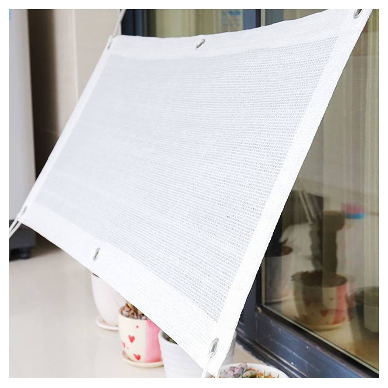 GJZQDKX 10x11m Shade Cloth with Grommets - 90% UV Protection White Sunshade Fabric - Ideal for Outdoor Canopies Tarps and Sun Shelters - Perfect for Gardens Patios and Pools