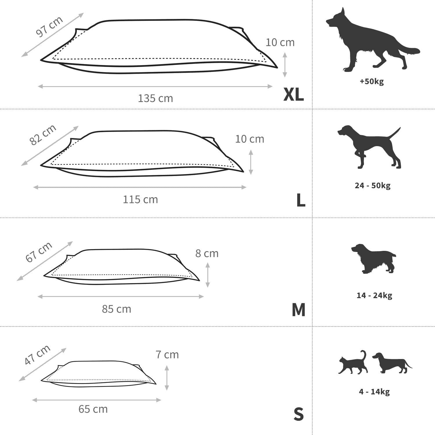 HAPPERS Cama para Perros Grandes. Tejido Aquaclean Desenfundable en Color Gris y Talla XL