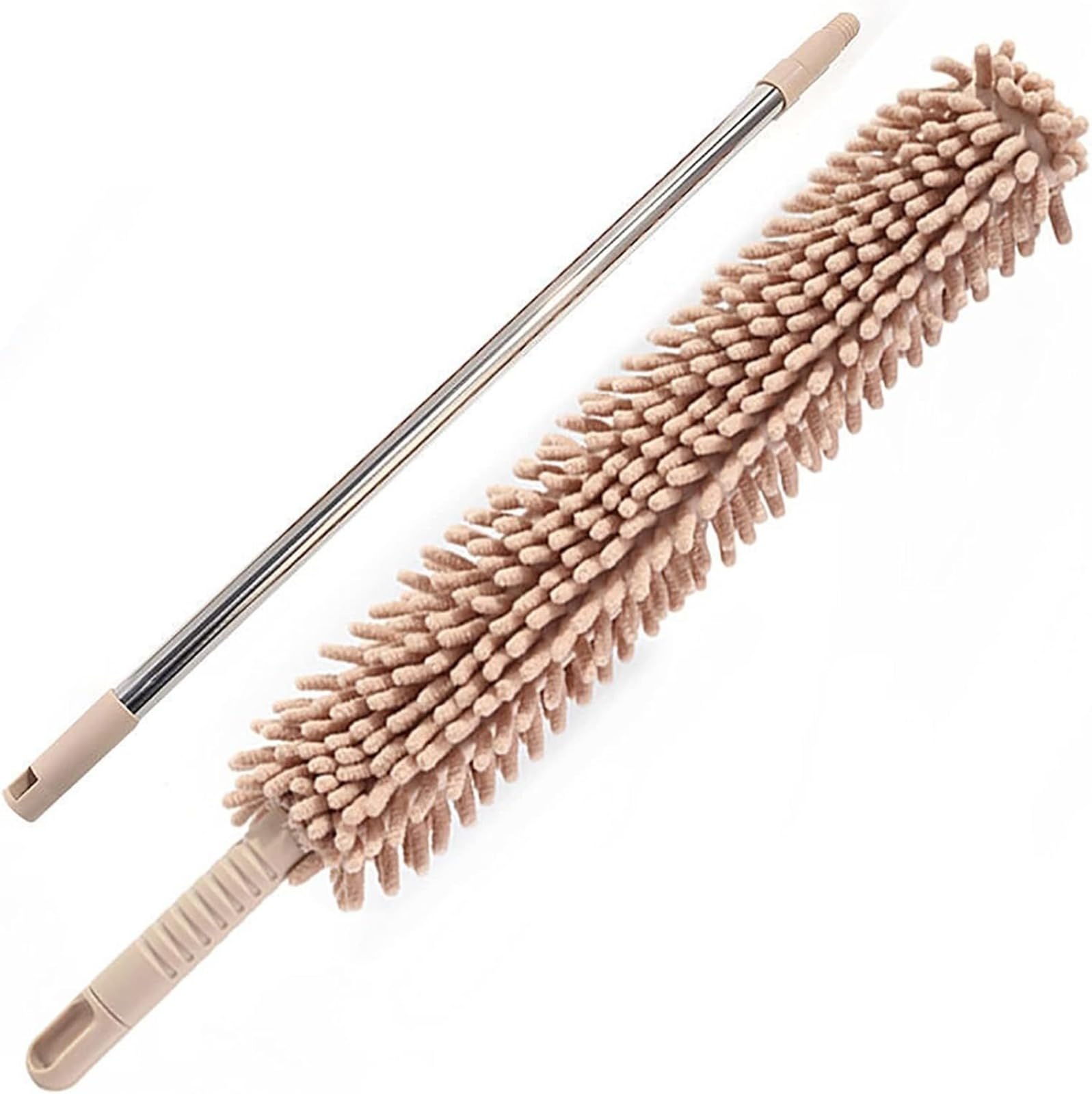 Plumero de felpilla extensible, plumero de microfibra con mango telescópico, cabezal lavable flexible para ventilador de techo, techo alto y limpieza de muebles