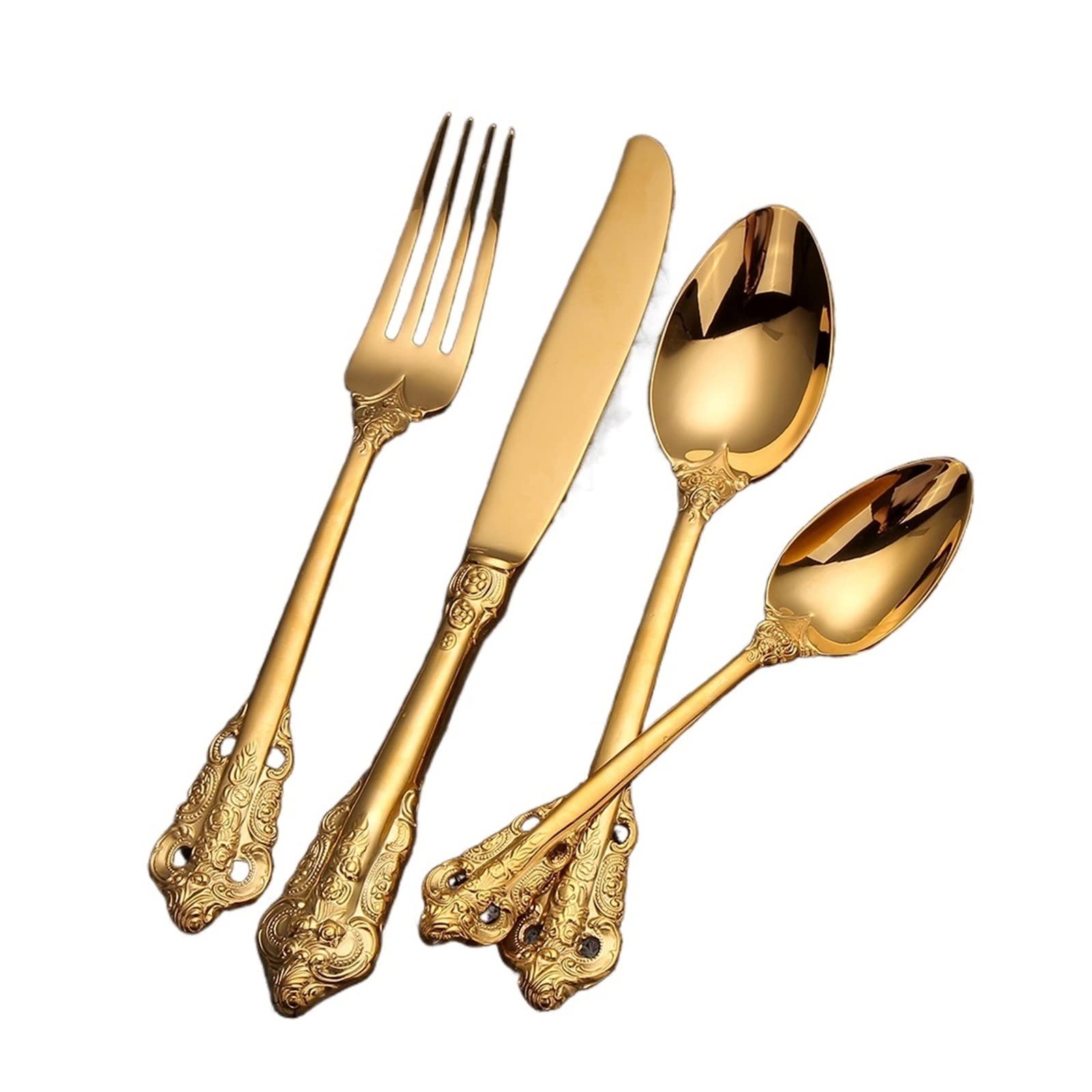 金メッキ　カトラリーセット　ゴールド Amazon | 32/40/50 個の金メッキカトラリー西洋高級ゴールド食器