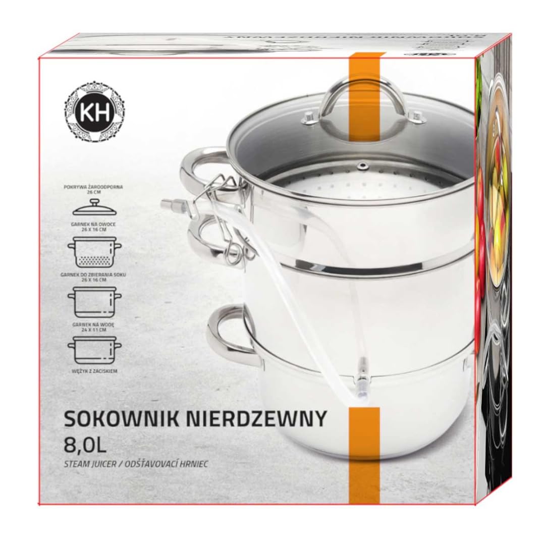 KÖNIGHOFFER - Exprimidor de vapor para inducción (8 L, acero inoxidable)