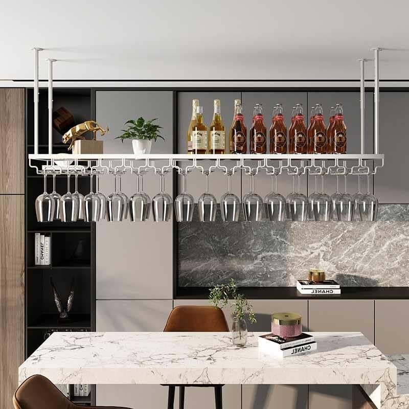 Soporte para botellas de vino suspendido 80x30x5 cm metal miniatura 6
