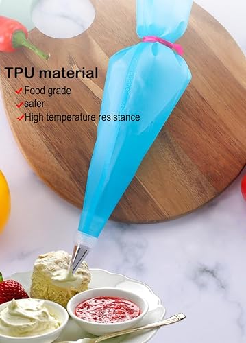 Miniatura 4 de AKOAK 8 unidsset de boquillas de montaje de acero inoxidable y bolsas de montaje de silicona EVA, reutilizable cocina DIY pastelería+6 boquillas