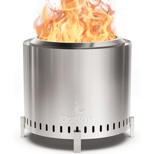 OutVue 19.5 inch Stainless Steel Smokeless Fire Pit with Tote Bag