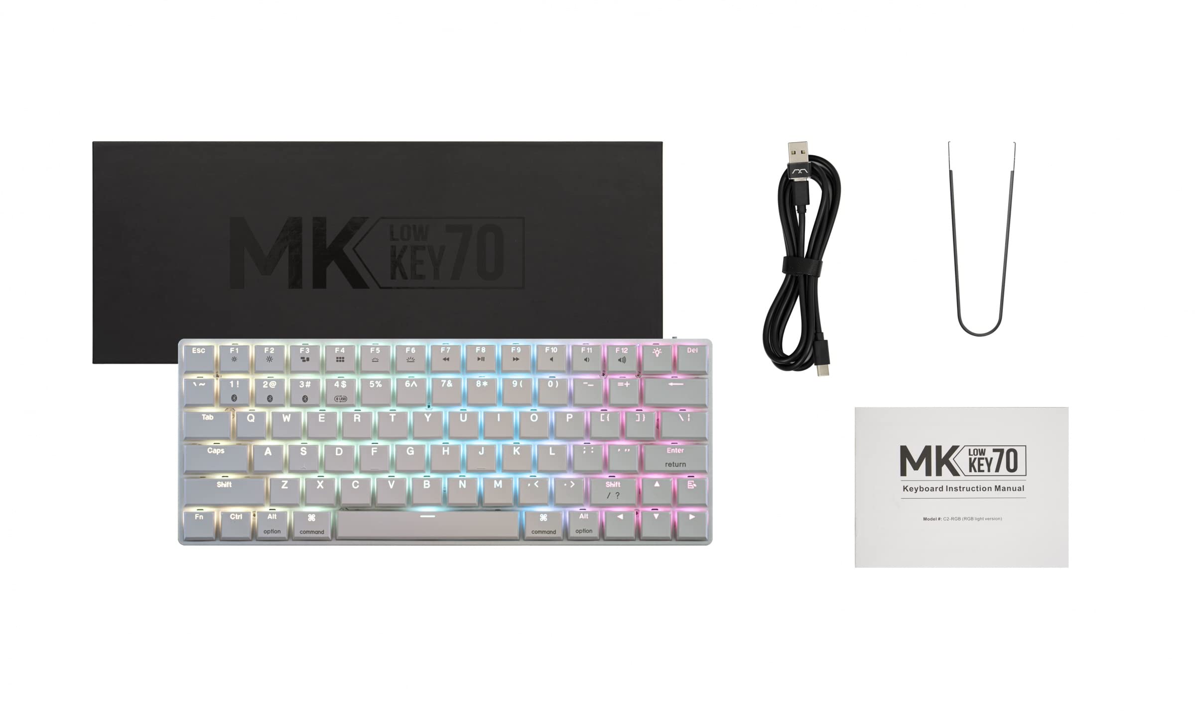 Amazon.com: MK LowKey70 White Hotswap RGB LED Double Shot PBT Low