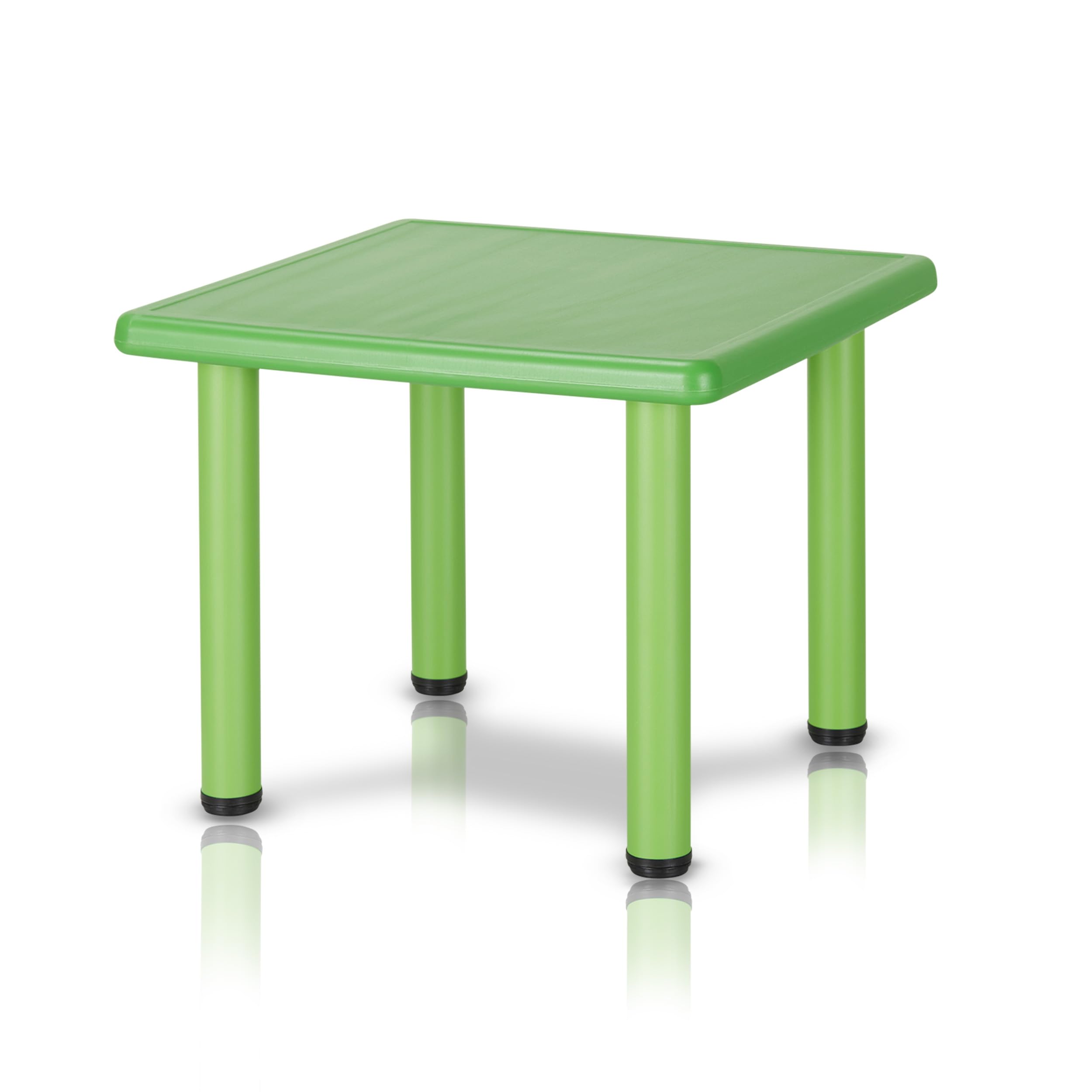 KHG Kindertisch Grün Sitzgruppe aus pflegeleichtem Kunststoff für Drinnen & Draußen, 30kg belastbar, sicher & geprüft 62x50x62 cm