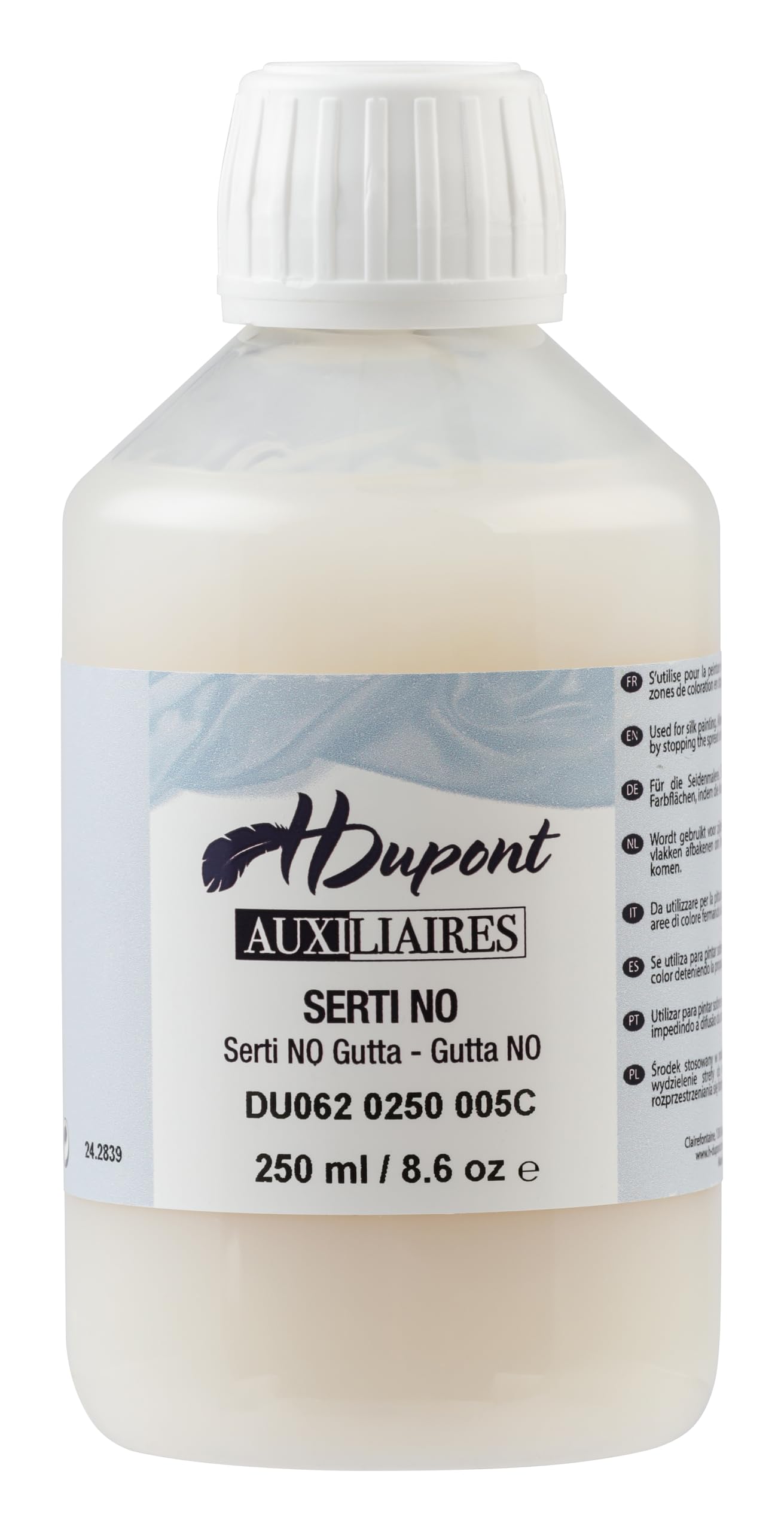 H Dupont DU0620250005C - A Bottle of Serti NO - 250 ml - Colourless Gutta - Water-based - Leaves no trace on silk - Quick drying - Art Accessory and Tool