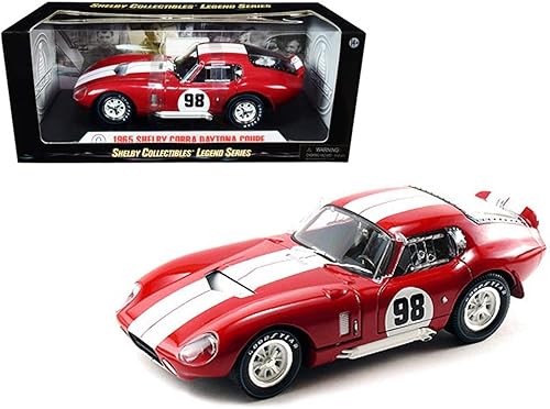 1965 Shelby Cobra Daytona Coupe #98 Rojo con rayas blancas 1/18 Modelo de coche fundido a troquel