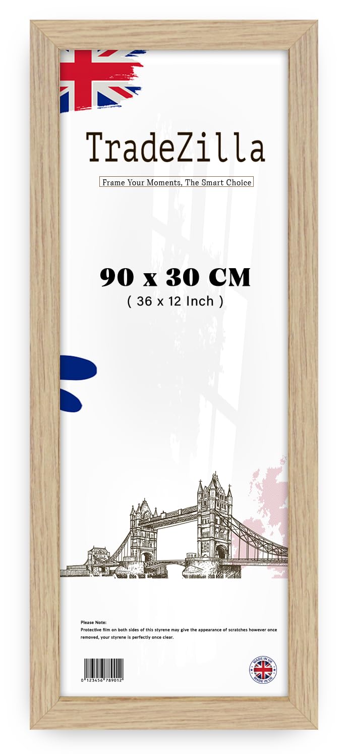 Tradezilla Oak | Epic Collection Eton Wood Poster/Picture 36X12 Inch Frame -Stylish -Gifts Birthdays/Interior Wall Décor (90 X 30 Cm) [ ]
