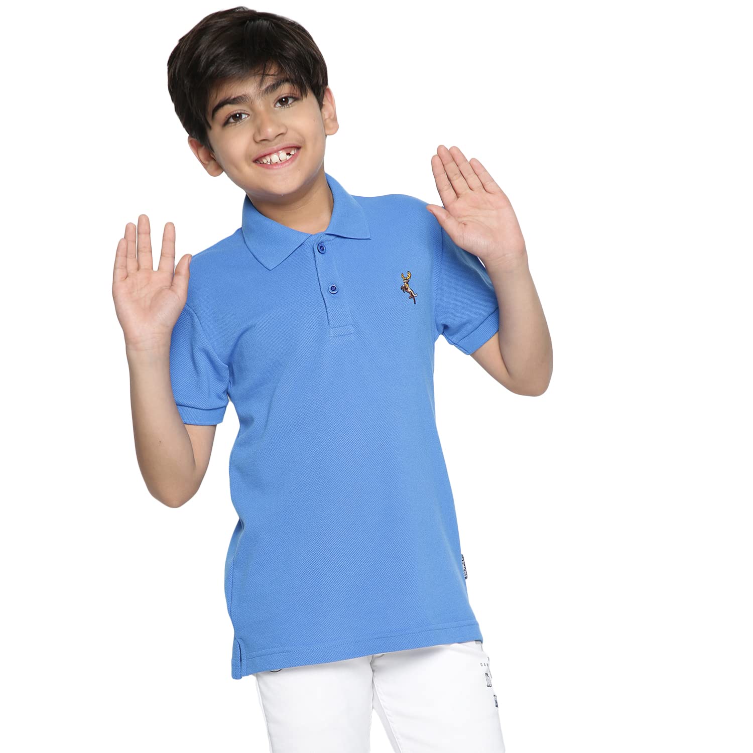 Lil Tomatoes Boys Cotton Polo T-Shirt, Royal, 7-8 Years