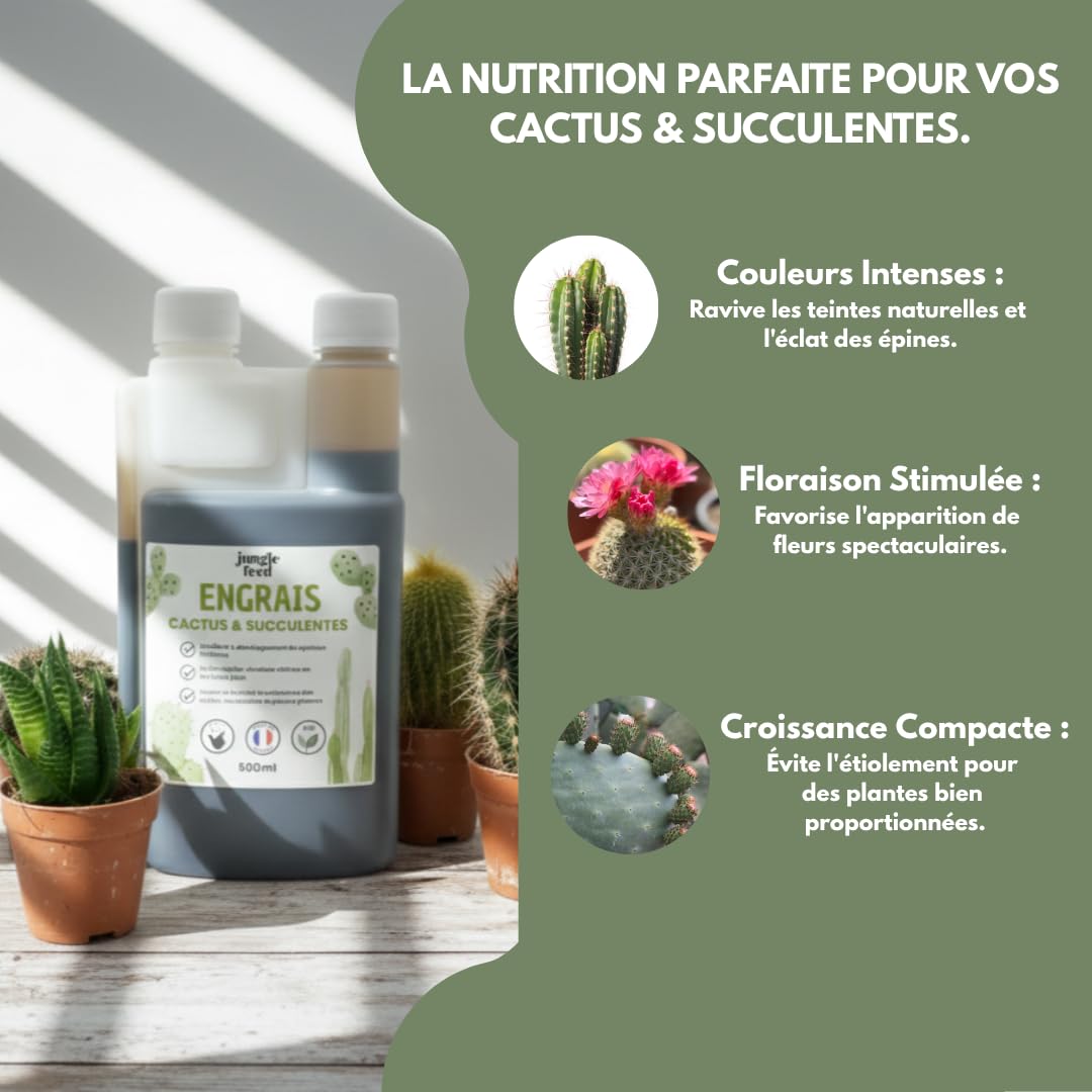 Engrais Liquide Cactus et Succulentes - 500ml - Made In France - 100% bio