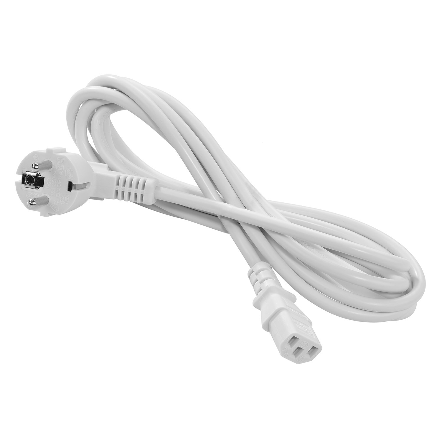 5er Pack Netzkabel Kaltgerätekabel Abgewinkelt Stromkabel mit Schutzkontakt - 5m, Weiss
