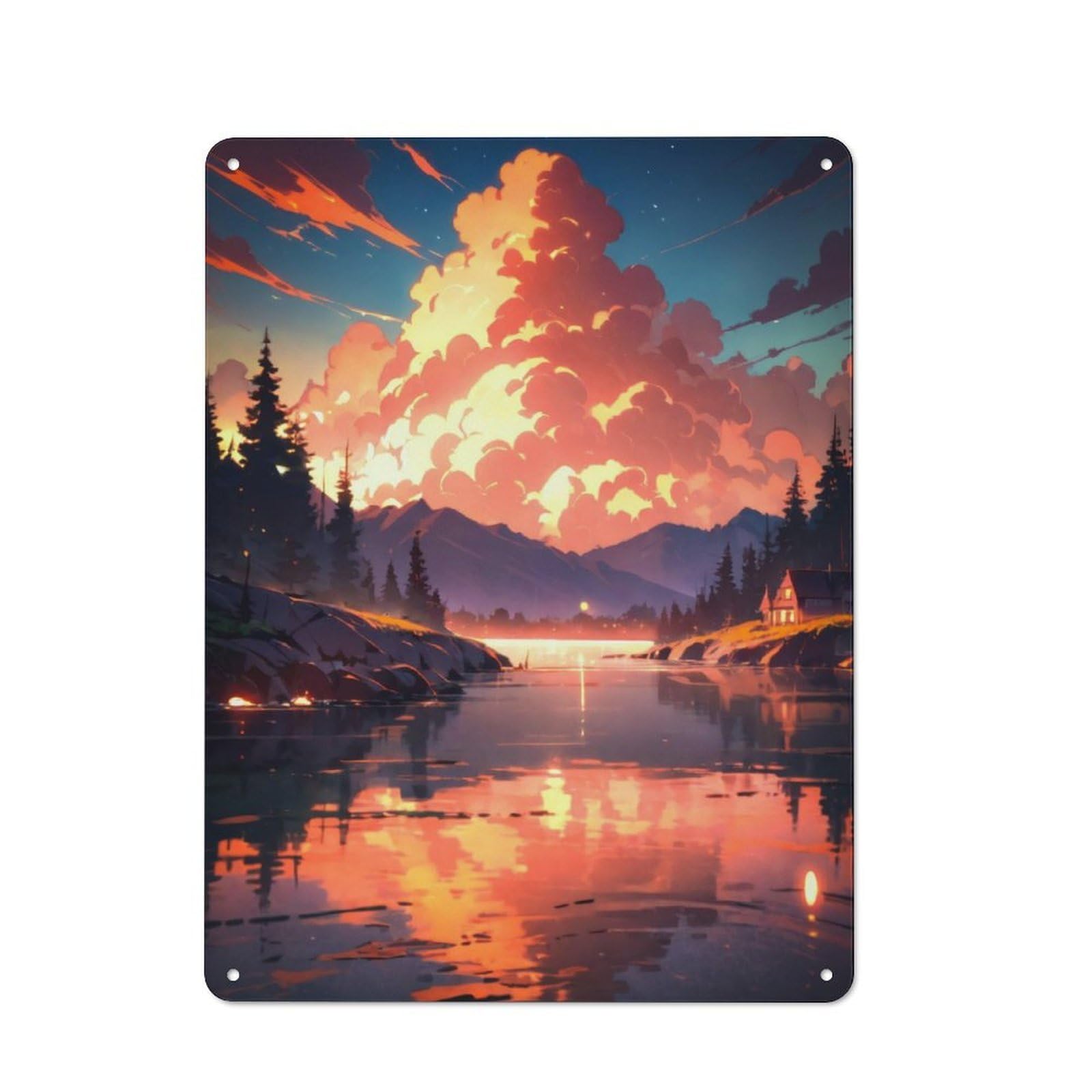 Junmoney Sunset Horizon Serenity Metal Wall Sign 40X30cm Featuring For Pub Or Café, For Vintage Wall Decor Fans, For Home Office And Studio Walls