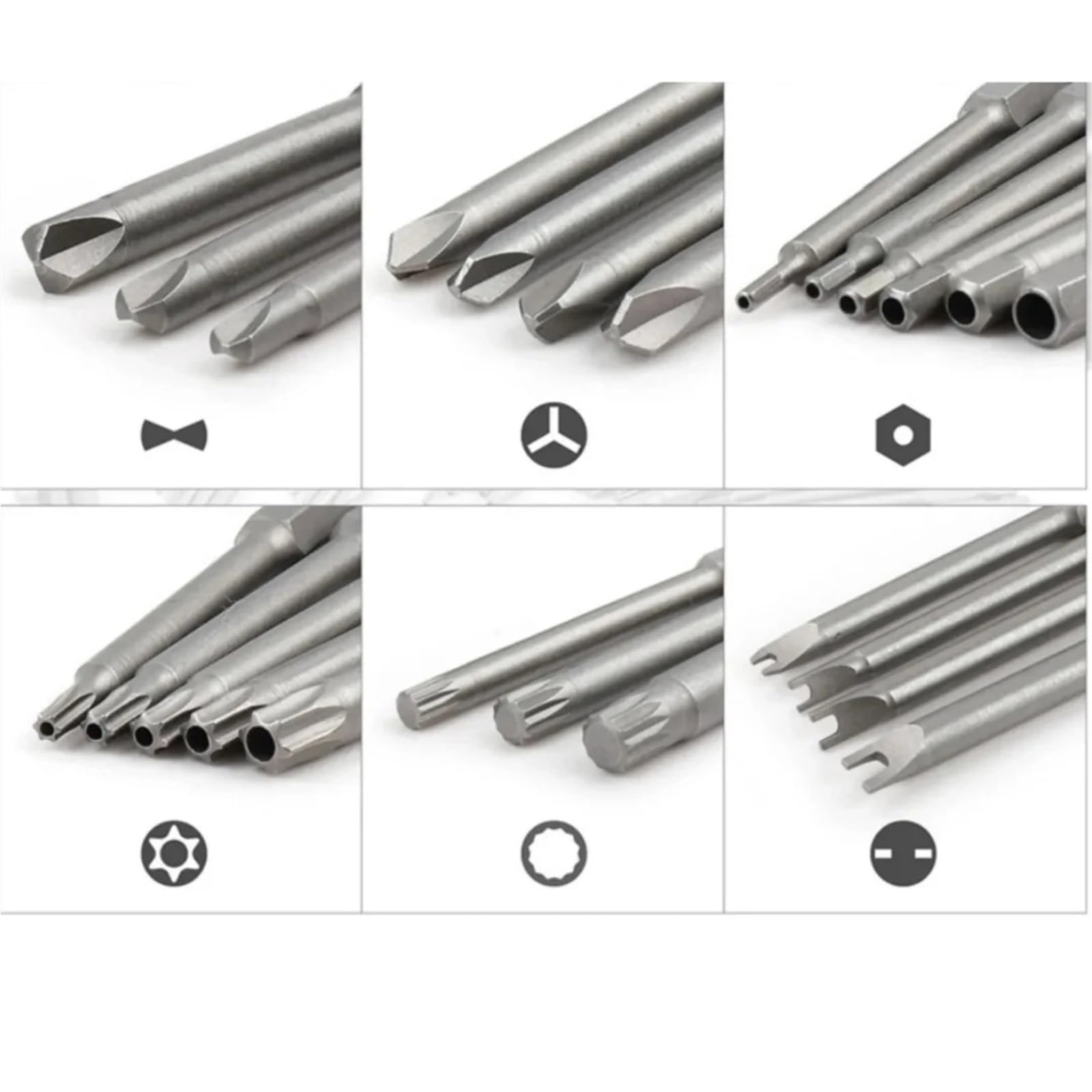Juego De 50 Puntas De Destornillador De Alcance Extra Largo De 75 Mm, Puntas De Destornillador De Seguridad Torx Star Hex