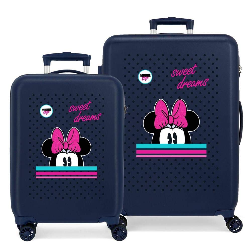 Disney Sweet Dreams Minnie Blue Luggage Set 55/68 cm Rigid ABS Combination lock 104 Litre 4 Double Wheels Hand Luggage