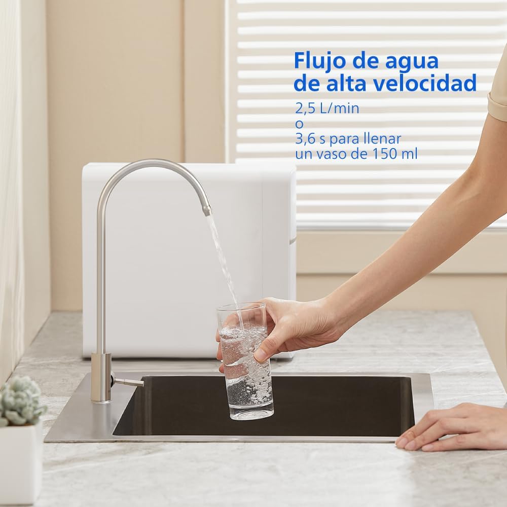 Sistema Philips de MICROFILTRACIÓN, mejor sabor del agua, filtro de larga duración, diseño compacto y fácil instalación