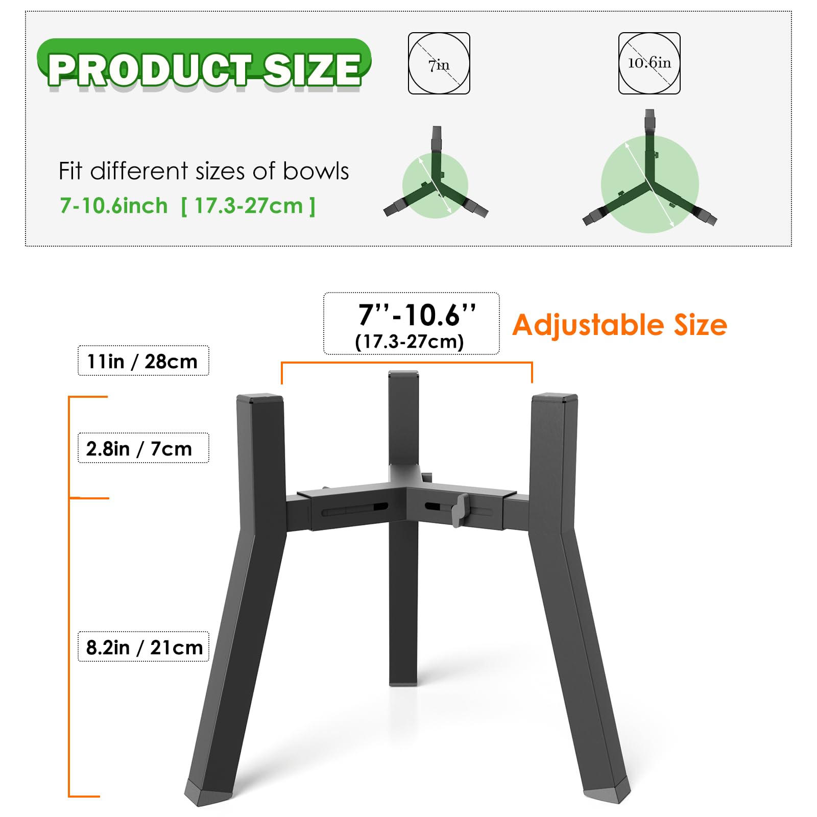 Lot de 2 supports surélevés pour gamelles pour chiens de grande taille, largeur réglable de 17,8 à 27 cm, support surélevé pour gamelle d'eau (bol non inclus)