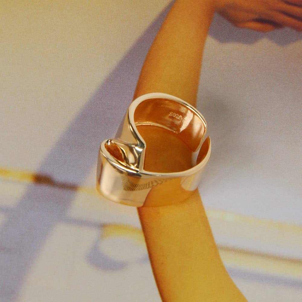 HGJH Verstellbarer Ring, S925 Sterling Silber Faltring Verstellbare Ringe Unregelmäßigkeit Offener Ring Silber Daumenring Ewigkeitsring Hochzeit Charme Schmuck Geschenke Für Männer Mädchen Damen