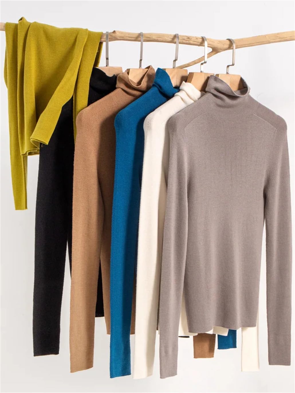 Maglione da donna in lana a collo alto Basic Slim Autunno Inverno Comodi Maglioni Ginger Blue