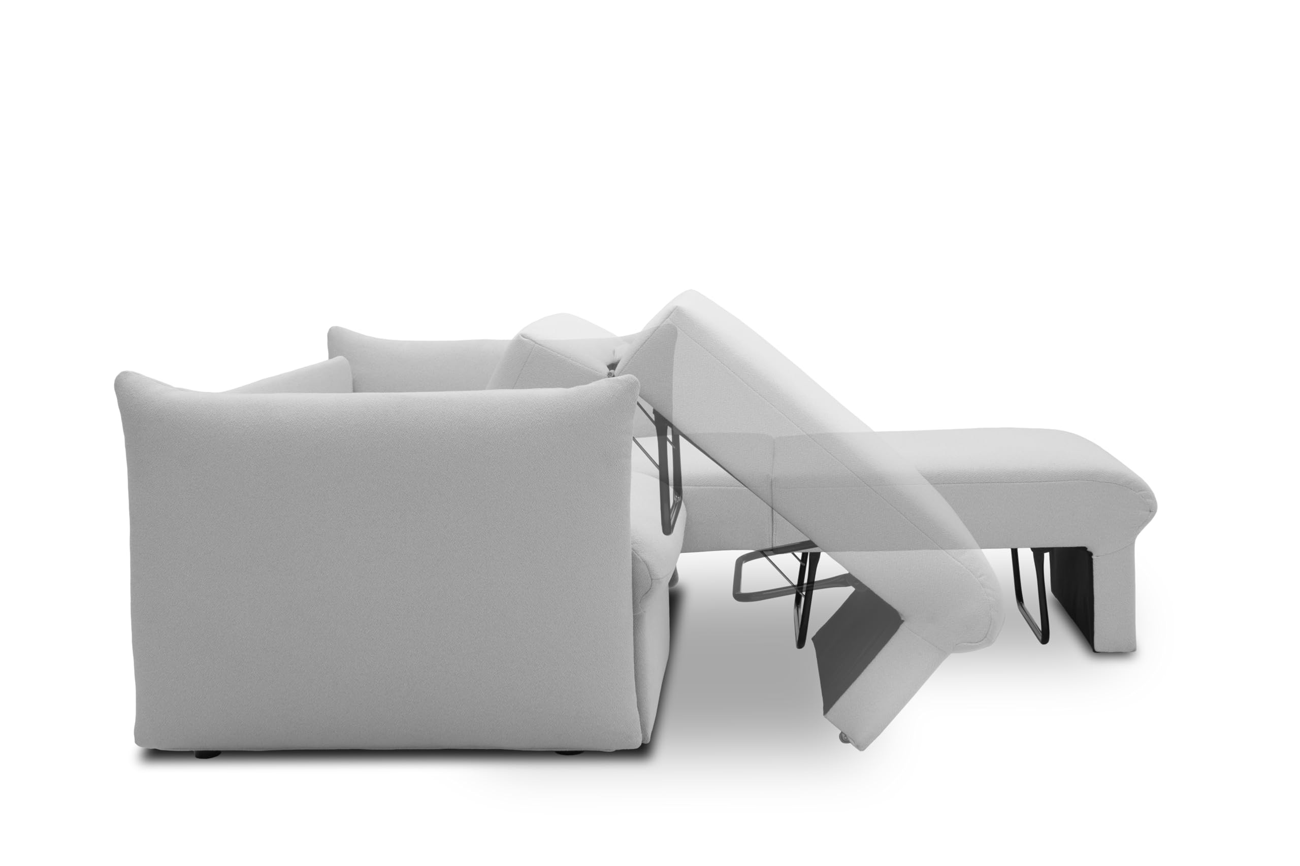 DOMO. collection Sessel Cloud Box, Armsessel mit Schlaffunktion und Boxspringfederung, Schlafsessel, Boxspringsessel, Polstersessel, 120 x 97 x 100 cm (BxTxH), Creme