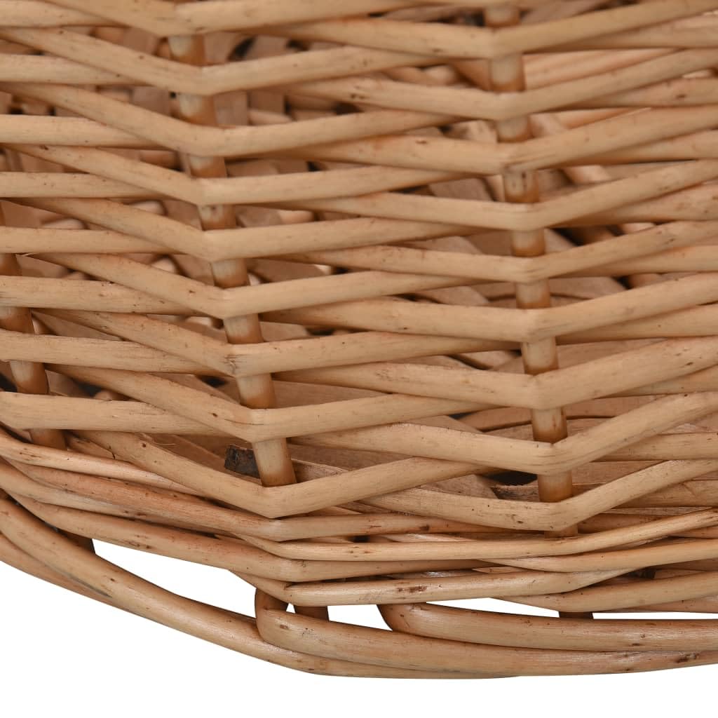 Cesta de madera de mimbre natural con asas de transporte, 78 x 54 x 34 cm, versátil cesta para leña para chimenea y estufa en interiores, sala de estar, terraza, almacén robusto