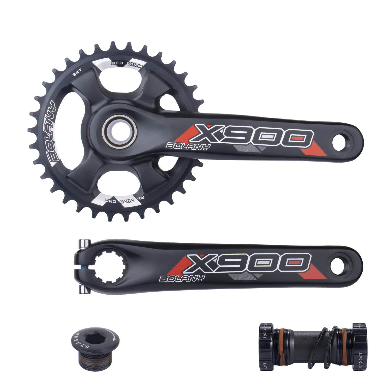 Amazon.com : BOLANY MTB 170mm Bike Crankset 34T/36T Hollow