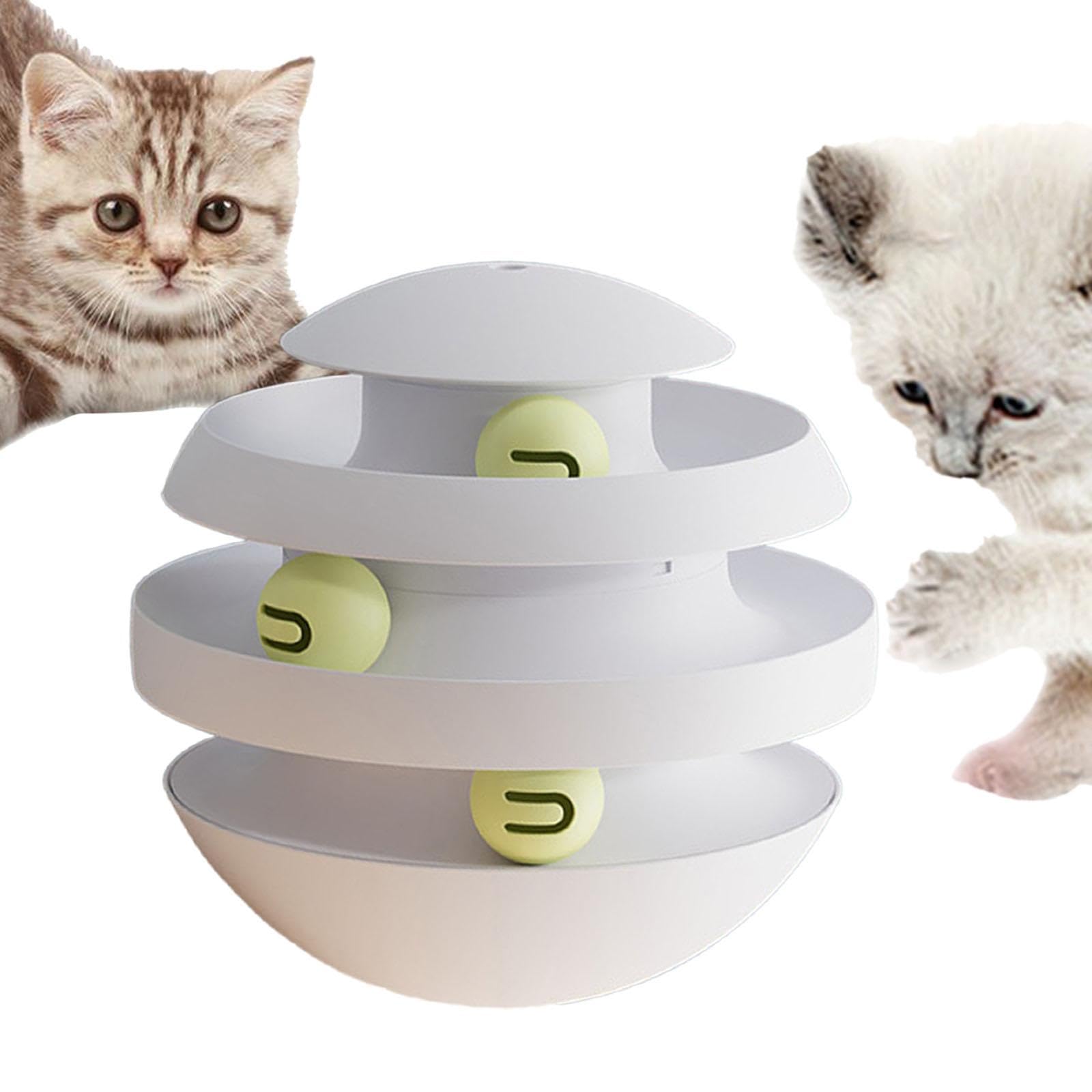 B Baosity Jouet à roulettes pour Chat, Circuit à Balles pour Chaton, Jouet Amusant et Puzzle, Circuit Circulaire avec Trois Balles pour Chaton, Gris