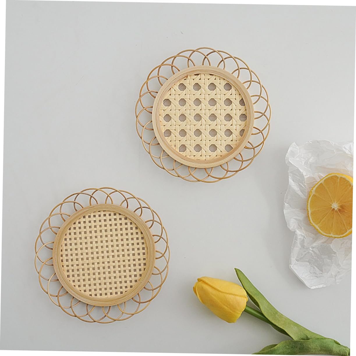Alipis 5 Series Posavasos De Bambú Absorbente Plato Bebidas Largo Redondo Tapete De Mesa para El Hogar Alfombrilla Antideslizante para Tazas Colchoneta Beige 4 Piezas X 5