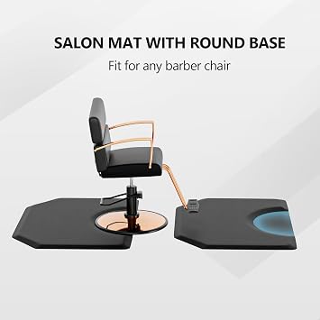 OmySalon Salon Mat for Hair Stylist 3x4x7/8'' Anti Fatigue Barber Floor Mat with Round Base, Salon Chair Matt for Hairdresser Standing, Barbershop Beauty Spa Styling Shampoo Equipment