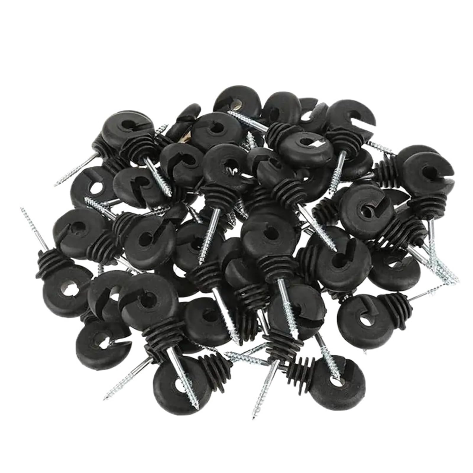 Anillo Aislador Aisladores Aislador de anillo compensado for valla eléctrica, poste madera, tornillo cercado, cinta , alambre, edificios jardín seguros(50pcs black)
