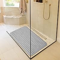 Vista 5 de Extra Large 47 x 32 Inch Shower Mat Non Slip, Shower and Bath Mat with Drain Holes and Suction Cups, Extra Wide Bath Tub Mat Non Slip, Bathroom