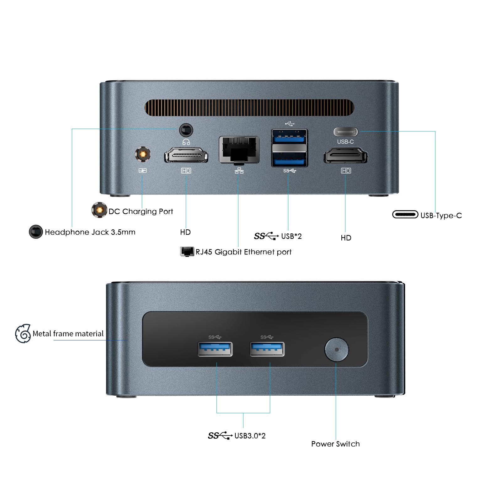 Mini PC AMD Ryzen 5 5600H - 6C/12T Up to 4.2GHz, 16GB DDR4 RAM